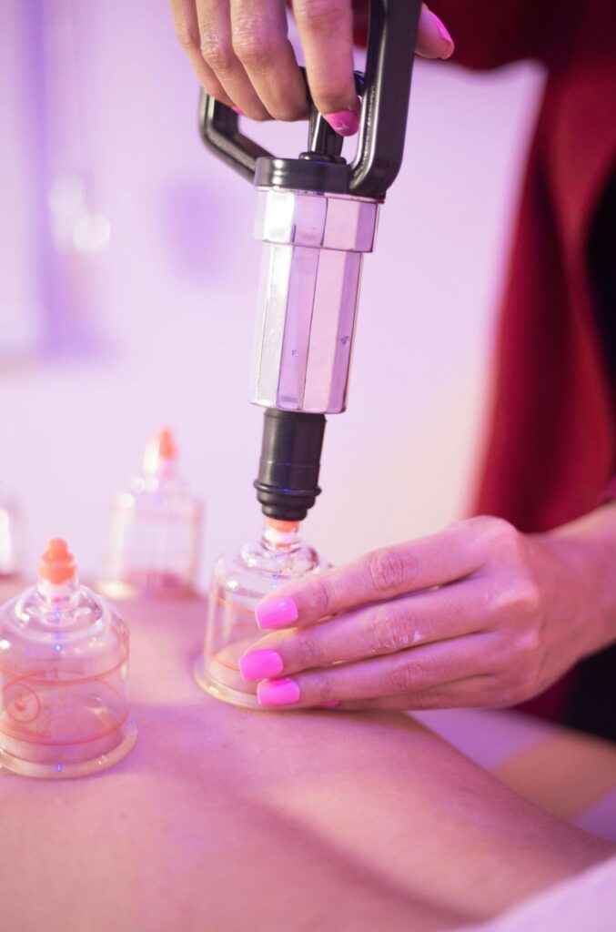 Pump-up cupping set for targeted myofascial release at home.